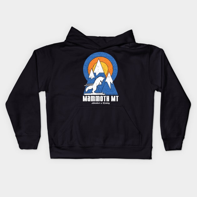 Retro Mammoth Mountain Ski White Fox Kids Hoodie by Vintagety